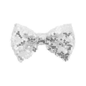 Elegant Sequins Bow Hair Clip White